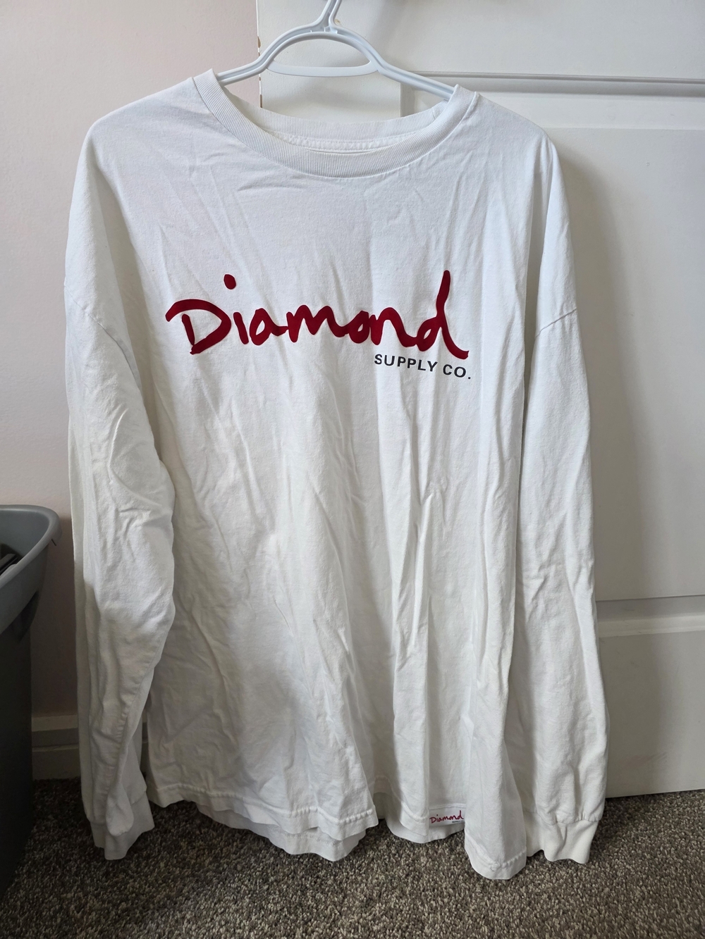 Diamond Supply Co. White Tee with Red Script Logo